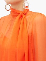 Thumbnail for your product : Valentino Pussy-bow Chiffon Blouse - Orange