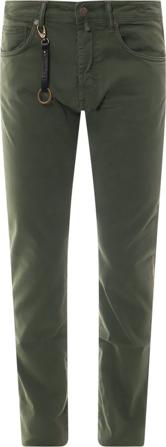 Incotex Stretch Cotton Trouser With Back Suede Logo Patch