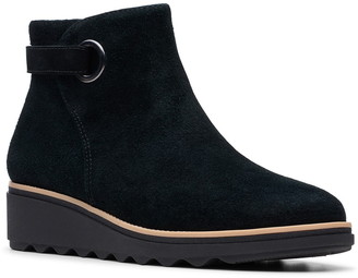 clarks collection suede ankle boots with bow
