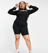 Thumbnail for your product : ASOS Curve ASOS DESIGN Curve co-ord ribbed legging shorts in black