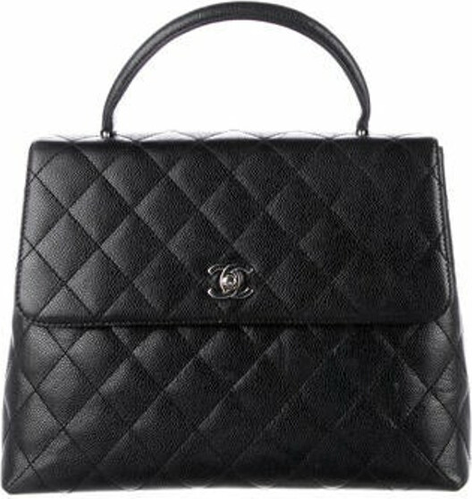 CHANEL CC TURN-LOCK TOP HANDLE KELLY FLAP BAG BROWN QUILTED LEATHER -  VINTAGE