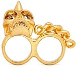 Thumbnail for your product : Alexander McQueen Spike skull chain two finger ring