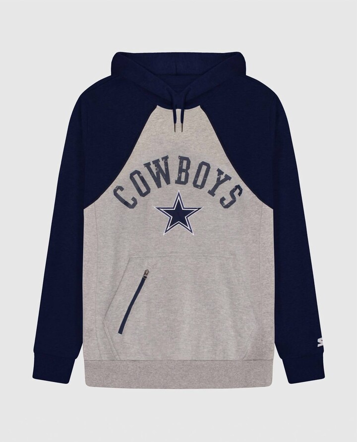 Starter Men's Dallas Cowboys Front Zip-Pocket Hoodie In Grey