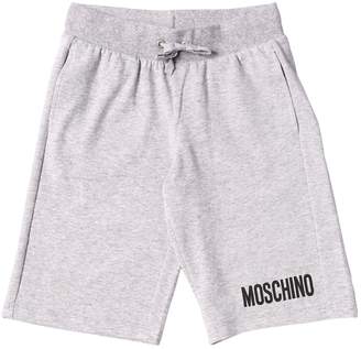 Moschino Logo Printed Cotton Fleece Shorts