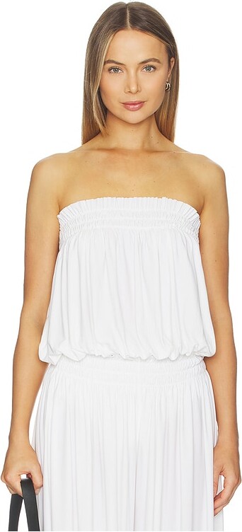 Norma Kamali Strapless Peasant Bodysuit