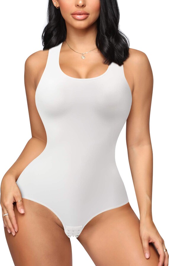 REYEOGO Women Shapewear Body Shaper Sleeveless Waist Trainer Vest Bodysuit  Tops - White - Medium - ShopStyle