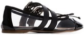 Thumbnail for your product : Miu Miu black buckled strap PVC leather flat pumps