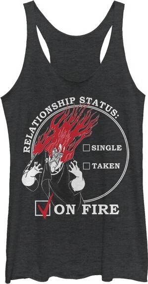 Hercules Women'sHerculesHadesValentine'sDayStatus,ONFIRE!RacerbackTankTop-BlackHeather-2XLarge
