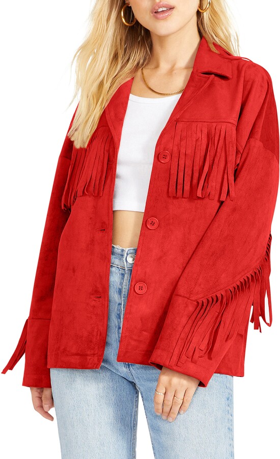 fringe faux suede jacket