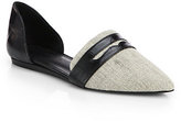 Thumbnail for your product : Jenni Kayne Penny Linen & Croc-Embossed Leather D'Orsay Flats