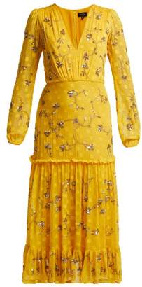 Saloni Devon Sequinned Silk Georgette Dress - Womens - Yellow