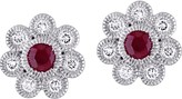 Thumbnail for your product : Bellini 0.70 cttw Ruby & 3/8 ct Diamond Flower Stud Earrings