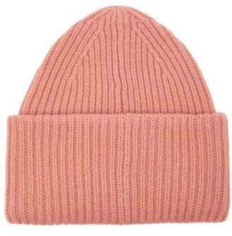 Acne Studios Pansy S Face Ribbed Knit Beanie Hat - Mens - Pink