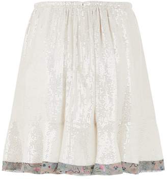 Chloé Ruffle Hem Sequin Skirt