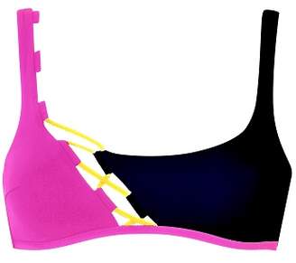 Agent Provocateur Jojo Bikini Top In Pink And Black With Sporty Styling