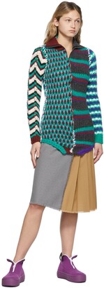 Marni Multicolor Patchwork Asymetrical Zip-Up