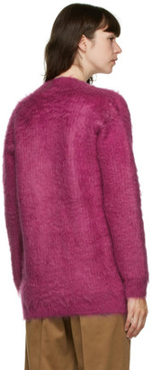 Saint Laurent Purple Brushed Wool Cardigan