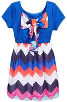 Thumbnail for your product : Sequin Hearts Girls' Chevron Bow-Back Dress