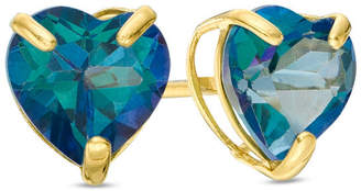 Zales 6.0mm Heart-Shaped Rainbow Blue Topaz Solitaire Stud Earrings in 10K Gold