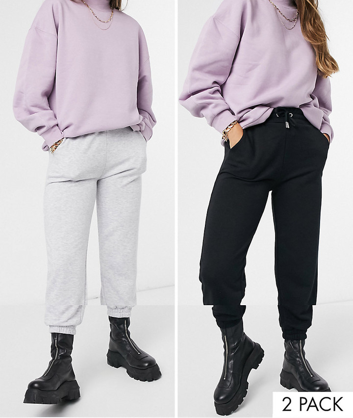 Stradivarius multipack oversized sweatpants in gray and black