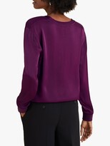 Thumbnail for your product : Pure Collection Satin V-Neck Sweatshirt, Damson