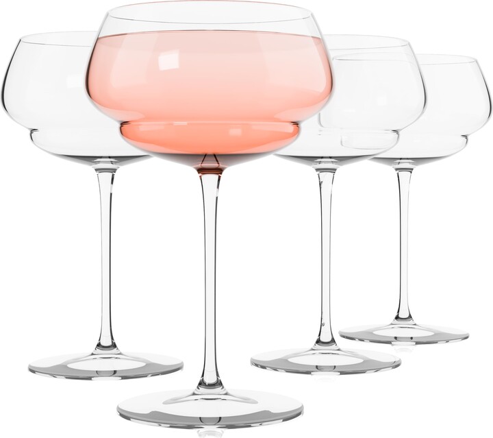 Luigi Bormioli Backdoor 20's - Great Gatsby 10 Oz. Cocktail Glasses Set of 4, Unique and Modern Crystal Coupe/Martini Glass - Dishwasher Safe, Made in Italy