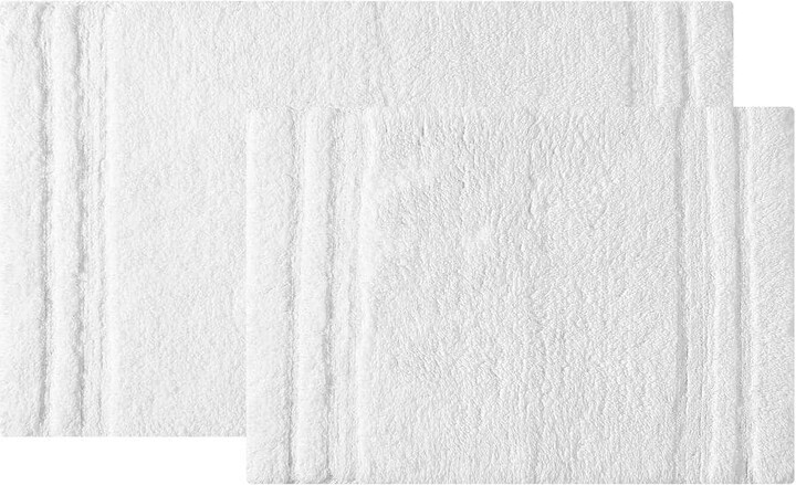 Vera Wang Eden White Cotton 2-Piece Bath Rug Set
