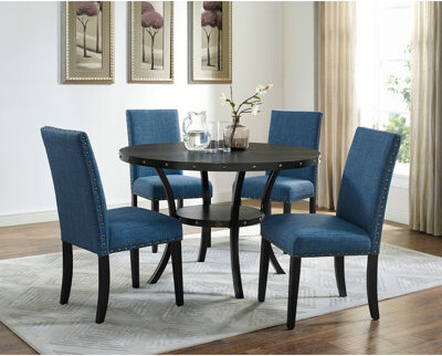 Red Barrel Studio Biony Dining Set With Fabric Nailhead Chairs