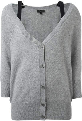 Theory cashmere bell neckline button up cardigan