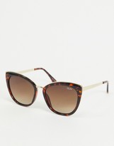 Thumbnail for your product : Quay Honey oversized cat eye sunglasses in tortoise