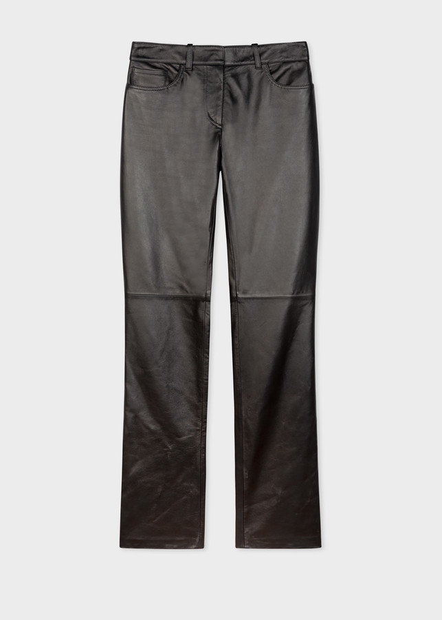 Women's Black Leather Trousers - ShopStyle