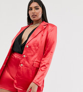 Thumbnail for your product : Club L London Plus satin blazer in raspberry