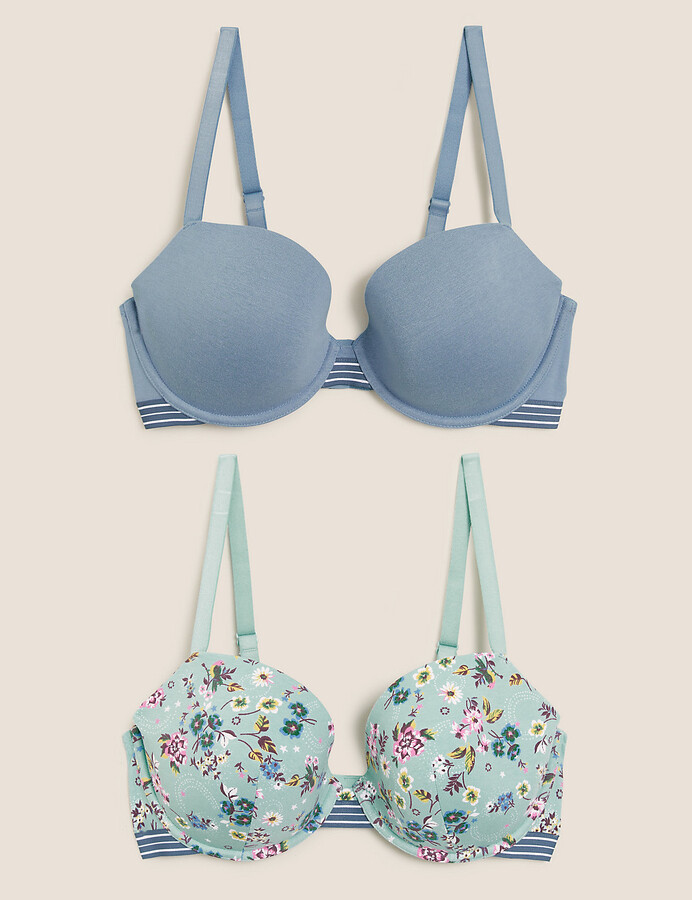 Marks and Spencer 2pk Cotton Underwired Balcony Bras AE ShopStyle