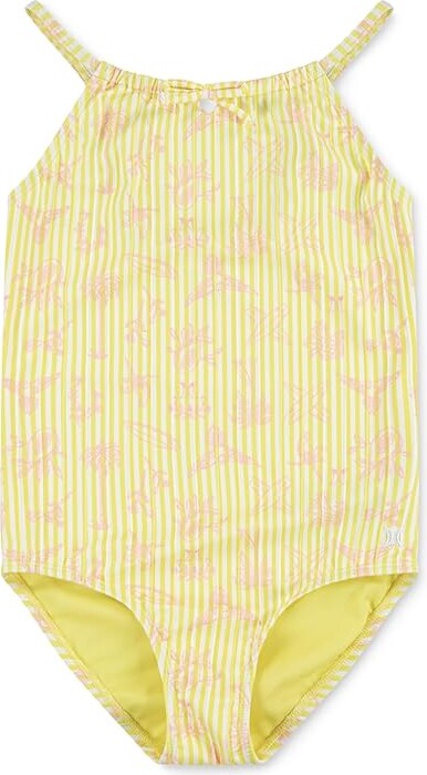 Hurley Kids One Piece Swimsuit (Big Kid) Girl's Swimsuits One Piece Lemon Sorbet : 12 Big Kid, Elastane/Polyester
