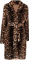 Thumbnail for your product : Yves Salomon Leopard Print Belted Coat