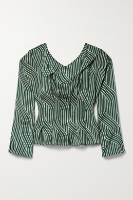 Ahluwalia Off-the-shoulder Printed Organic Cotton Shirt - Green