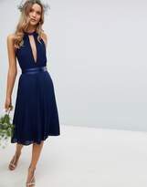 Thumbnail for your product : TFNC Pleated Midi Bridesmaid Dress With Cross Back And Bow Detail
