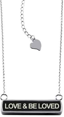 Tioneer Stainless Steel Laser Engraved Love & Be Loved Horizontal Bar Charm Necklace Pendant
