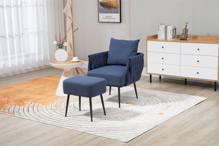 EDWINRAYLLC Velvet Tufted Chair & Ottoman Sets Living Room Accent Chair