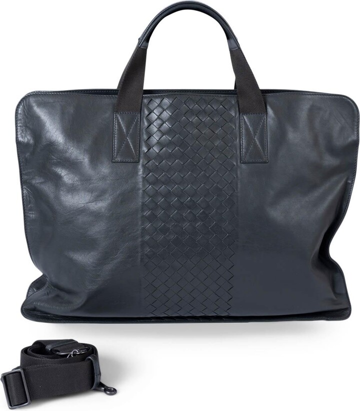 Bottega Veneta Anthracite Gray Leather Intrecciato Soft Briefcase Bag