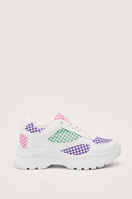 Nasty Gal Womens Checkerboard Contrast Chunky Sneakers