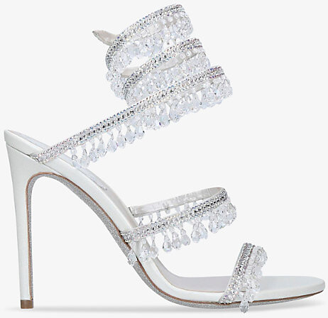 Rene Caovilla Womens Grey/Light Chandelier 105 Crystal-Embellished Heeled Leather Sandals Eur 35.5/2.5 Uk Women
