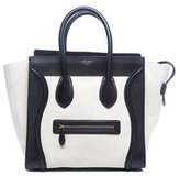 Thumbnail for your product : Celine Pre-Owned White Canvas Black Leather Mini Luggage Tote Bag