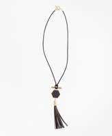 Thumbnail for your product : Brooks Brothers Leather Hexagon Tassel Pendant Necklace