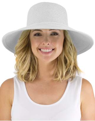 Jendi Adjustable Woven Wide Brim Hat White