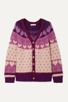 Thumbnail for your product : LoveShackFancy Deena Intarsia-knit Cardigan - Blush