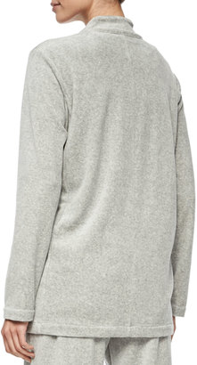 Joan Vass Velour 4-Pocket Long Jacket, Plus Size