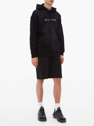 Givenchy Logo-embroidered Cotton-jersey Hooded Sweatshirt - Mens - Black