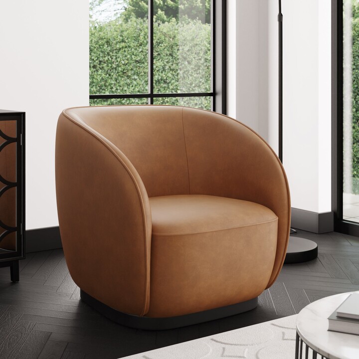 Dunelm Arlo Distressed Faux Leather Accent Chair Tan (Brown