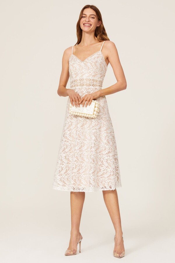 Aidan AIDAN MATTOX Lace Midi Dress White